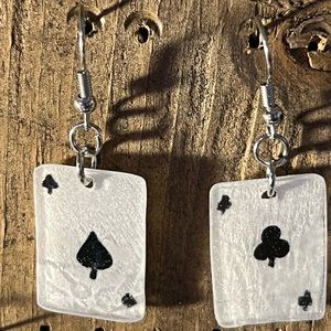 Black Playing Card Drop Earrings